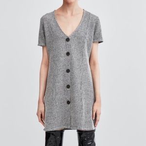 Zara Black and White Striped Button Dress